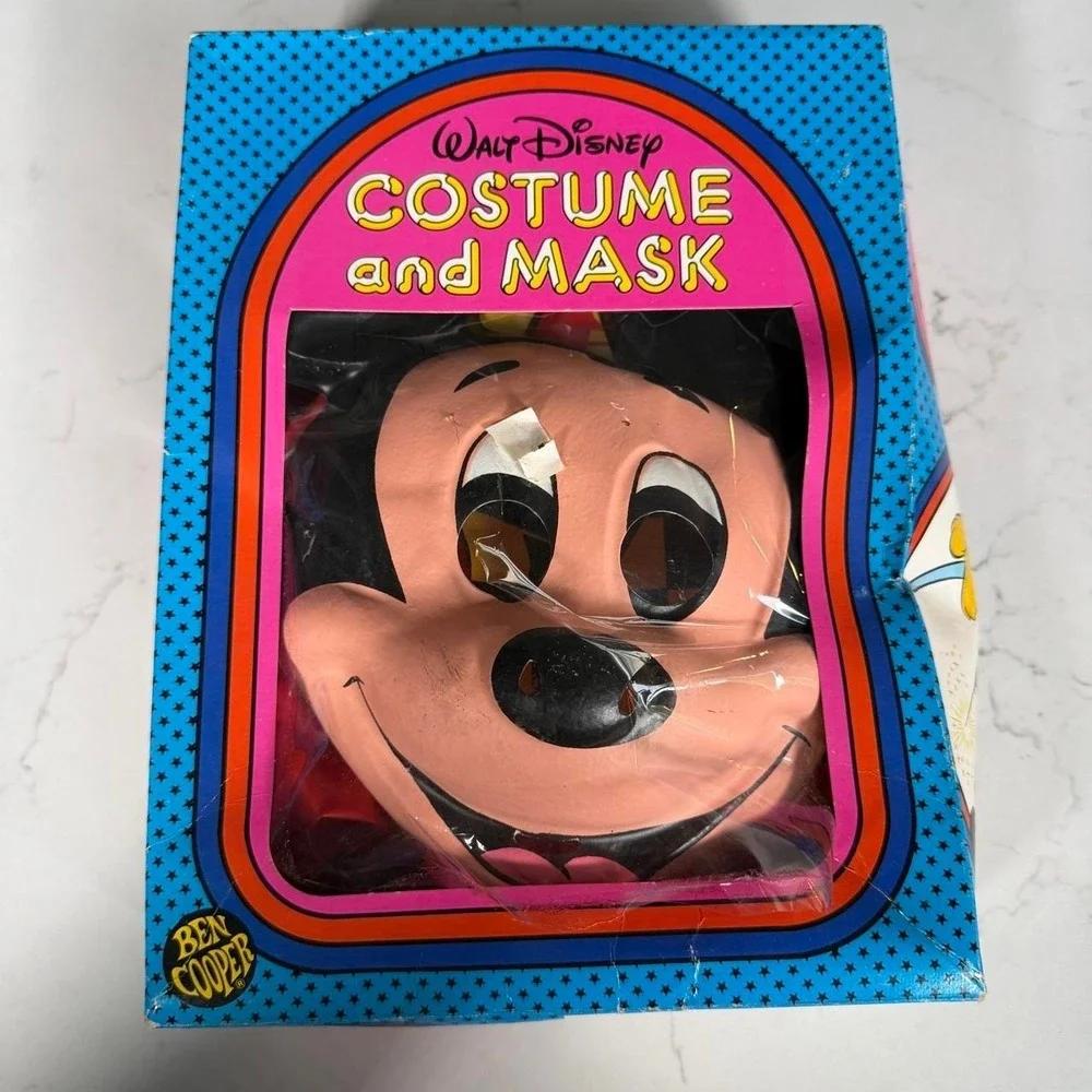 Vintage 1981 Ben Cooper Disney Mickey Mouse Halloween Costume Mask Box Sz 4-6